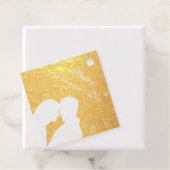 Silhouette von Couple on Red Geschenkanhänger (Mit Box)