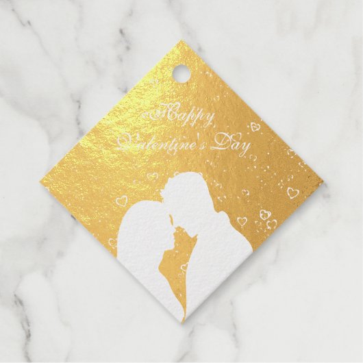 Silhouette von Couple on Red Geschenkanhänger (Vorderseite)