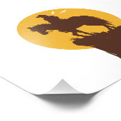 Silhouette von Cowboy-Reitpferd bei Sonnenuntergan Fotodruck (Ecke)