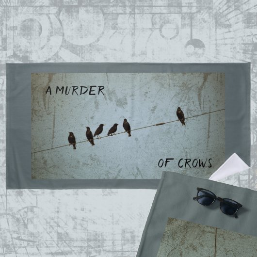 Silhouette von Crows Mystery Fan Gray and Blue Strandtuch