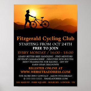 Silhouette von Cyclist, Cycling Club Werbung Poster