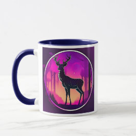 Silhouette von einem Hirsch auf den Lichter. Tasse