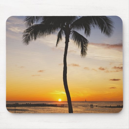 Silhouette von einer Palme durch einen roten Mousepad (Vorne)