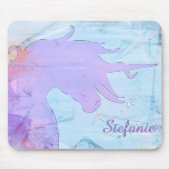 Silhouette von Einhorn (blau gestrichen) Mousepad (Vorne)