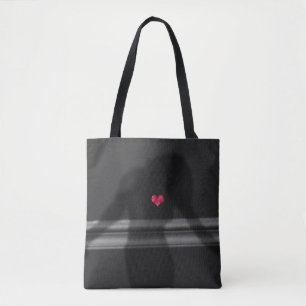 Silhouette von Frauen, Blume und Liebe Text Tasche