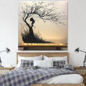 Silhouette von Frauen mit Naturgedanken Leinwanddruck (Insitu (Schlafzimmer))