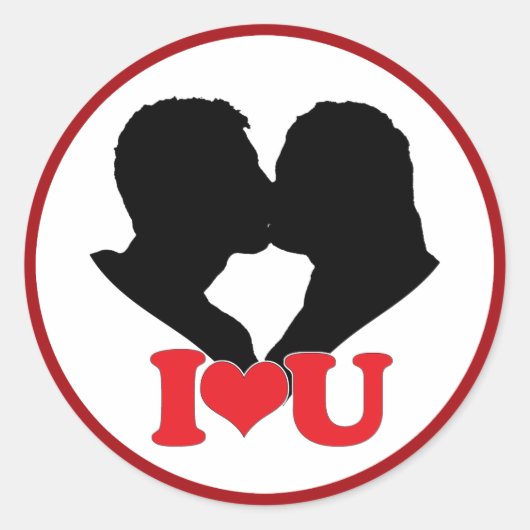 Silhouette von "I ♥ U" Runder Aufkleber (Vorderseite)