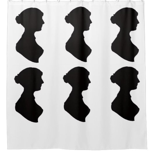 Silhouette von Jane Austen Duschvorhang (Vorderseite)