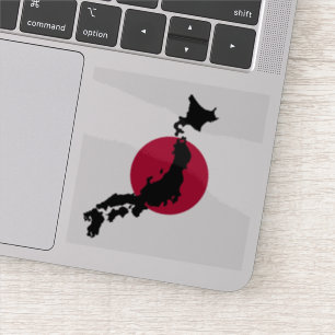 Silhouette von Japan über steigender nationaler Aufkleber