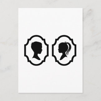 Silhouette von Jungen und Mädchen Postkarte