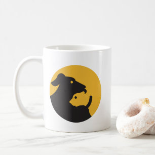 Silhouette von Katzen und Hunden Kaffeetasse