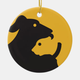 Silhouette von Katzen und Hunden Keramikornament