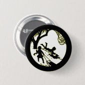 Silhouette von Kindern, die mit ihrem Hund Schlitt Button (Vorne & Hinten)