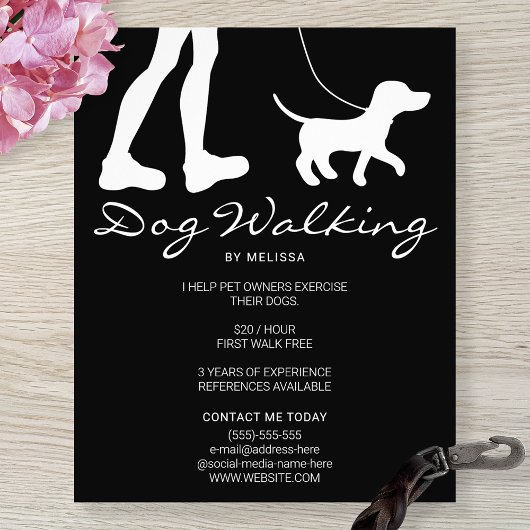 Silhouette von Legs und Hunden auf Black Dog Walke Flyer