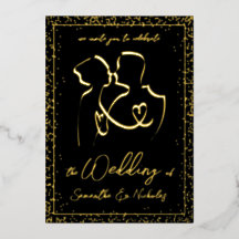 Silhouette von Liebhabern der Black & Gold Hochzei