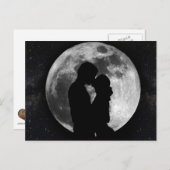 Silhouette von Liebhabern in Vollmond nachts Postkarte (Vorne/Hinten)