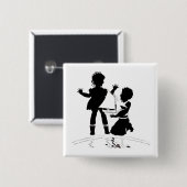 Silhouette von Mädchen und Jungen und Modellschiff Button (Vorne & Hinten)