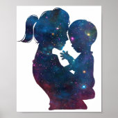 Silhouette von Mutter und Kind Poster (Vorne)