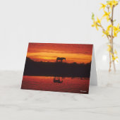 Silhouette von Pferden gegen Sunset Sky Karte (Gelbe Blume)