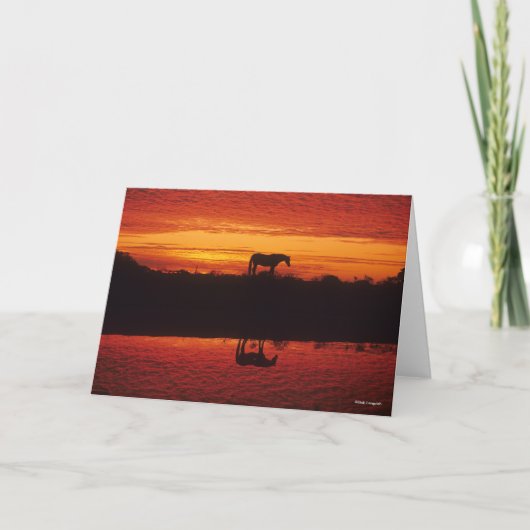 Silhouette von Pferden gegen Sunset Sky Karte (Vorderseite)