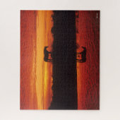 Silhouette von Pferden gegen Sunset Sky Puzzle (Vertikal)