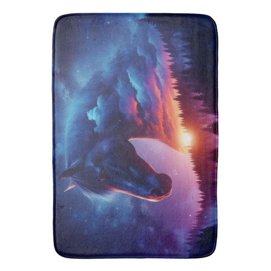 Silhouette von Pferden in einer sonnigen Waldlands Badematte (Vorderseite Vertikal)