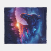 Silhouette von Pferden in einer sonnigen Waldlands Fleecedecke (Vorderseite (Horizontal))