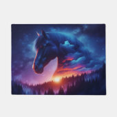 Silhouette von Pferden in einer sonnigen Waldlands Fußmatte (Vorderseite)