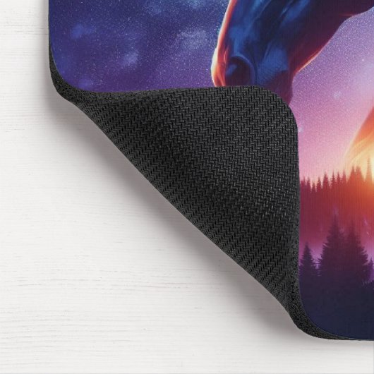 Silhouette von Pferden in einer sonnigen Waldlands Mousepad (Ecke)