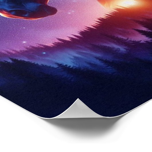 Silhouette von Pferden in einer sonnigen Waldlands Poster (Ecke)