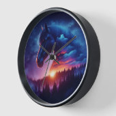 Silhouette von Pferden in einer sonnigen Waldlands Uhr (Winkel)