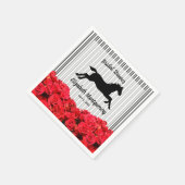 Silhouette von Pferden Rote Rosen auf Streifen Der Serviette (Ecke)