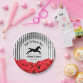 Silhouette von Pferden Rote Rosen Derby Pappteller (Party)