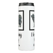 Silhouette von Samoyed Dog Yellow & Blue Grid Thermosbecher (Rückseite)