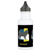 Silhouette von Samoyed Pet Hund Gelb & Blau Grill Edelstahlflasche (Links)