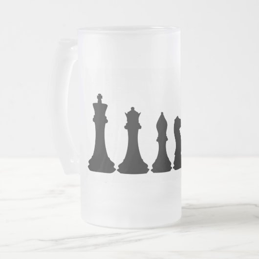 Silhouette von Schach-StückeChessman Mattglas Bierglas (Vorderseite Links)