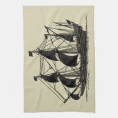 Silhouette von Schiffen mit Billflugsegel Geschirrtuch (Vertikal)