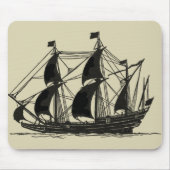 Silhouette von Schiffen mit Billflugsegel Mousepad (Vorne)