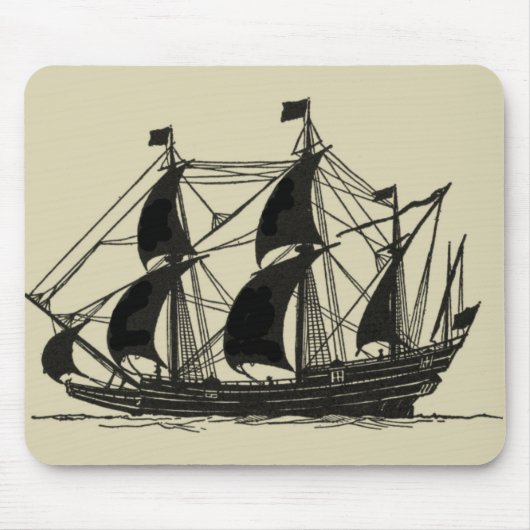 Silhouette von Schiffen mit Billflugsegel Mousepad (Vorne)