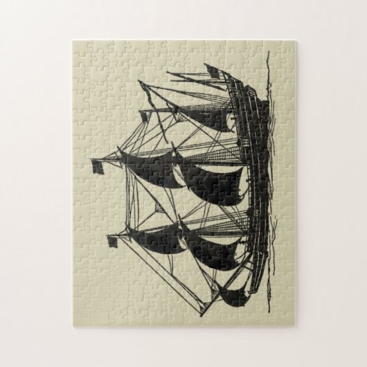 Silhouette von Schiffen mit Billflugsegel Puzzle (Vertikal)