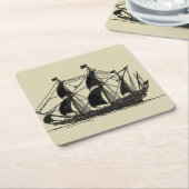 Silhouette von Schiffen mit Billflugsegel Rechteckiger Pappuntersetzer (angewinkelt)