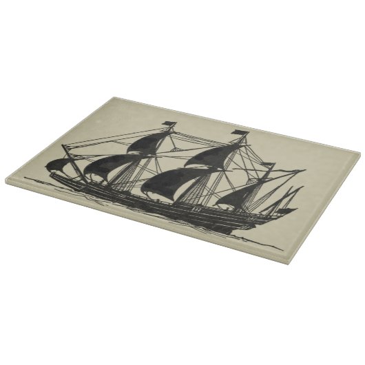 Silhouette von Schiffen mit Billflugsegel Schneidebrett (Ecke)