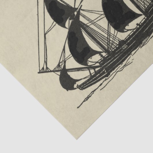 Silhouette von Schiffen mit Billflugsegel Seidenpapier (Ausschnitt)