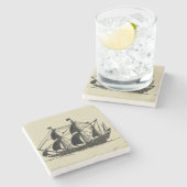 Silhouette von Schiffen mit Billflugsegel Steinuntersetzer (Seitenansicht)