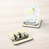 Silhouette von Schiffen mit Billflugsegel Untersetzer (Rechte Seite)