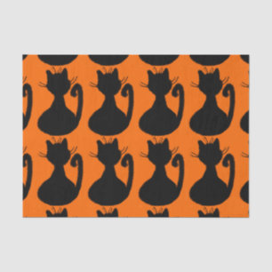 Silhouette von Schwarzen Katzen in Orange Seidenpapier