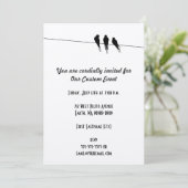 Silhouette von Schwarzvögeln auf Wire Einladung (Stehend Vorderseite)