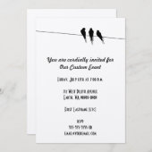 Silhouette von Schwarzvögeln auf Wire Einladung (Vorne/Hinten)