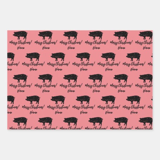 Silhouette von Schweinezüchtern Geschenkpapier Set (Vorderseite 2)