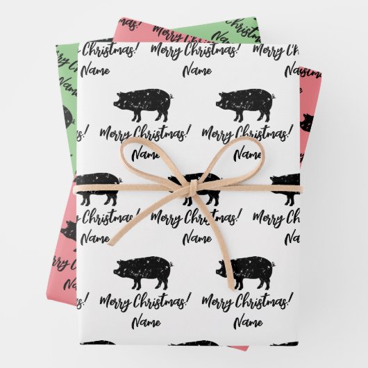 Silhouette von Schweinezüchtern Geschenkpapier Set (Beispiel)